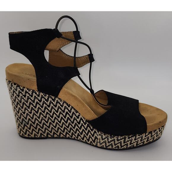 Lucky Brand Women’s Espadrille Wedge Sandals Black Size 8.5 - Picture 12 of 14